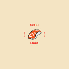 Sushi logo template. Japanese traditional cuisine, tasty food icon. asian sushi bar vector logo