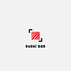 Sushi logo template. Japanese traditional cuisine, tasty food icon. asian sushi bar vector logo
