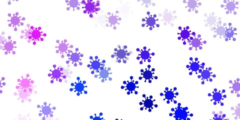 Light pink, blue vector backdrop with virus symbols.