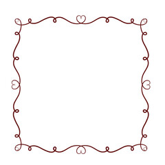 Love ornament. Wedding hearts ornamental, decorative heart border and inlove frame design ornament vector element