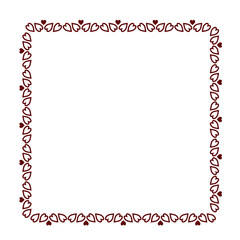 Love ornament. Wedding hearts ornamental, decorative heart border and inlove frame design ornament vector element