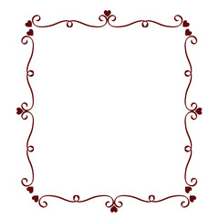 Love ornament. Wedding hearts ornamental, decorative heart border and inlove frame design ornament vector element