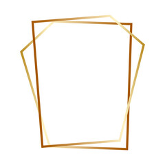 Geometric Polygonal Golden Frame with copy space for card design on white, stock vector illustration