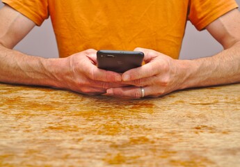 Man using smartphone