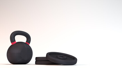 3D illustration weights for lifting in the gym or at home workout get strong and fit muscular body athletic lift weight enjoy sport recreation healthy training hard activity exercise daily  background