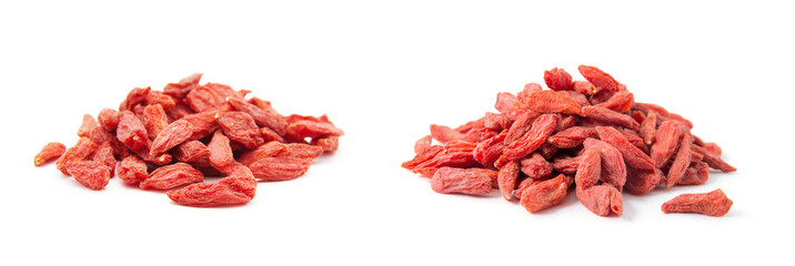 Dried goji berries on a white background