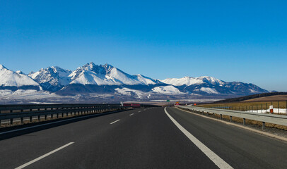 Beautiful view from the highway to the High Tatras in Slovakia