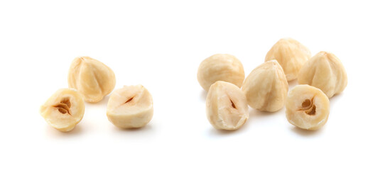 Hazelnuts isolated on the white background