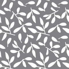 Seamless pattern with hand-drawn  leaves. Vector floral pattern. Floral background. Best for fabric, wrapping paper, home textile.