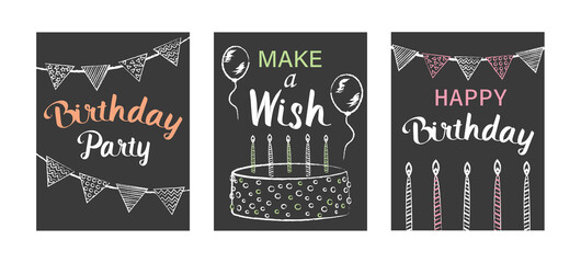 Three birthday related postcards