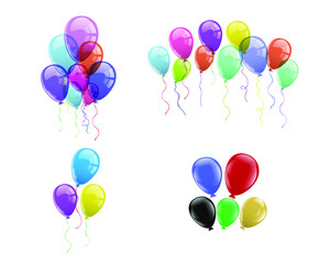 Collection of colorful balloons with transparent effect. Decoration. Party. Happy Birthday. Vector illustration. 