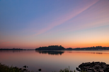 Beautiful summer sunset in the lake. HDR image