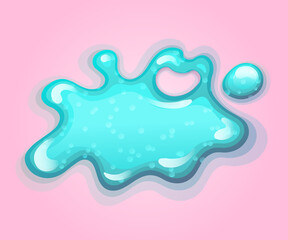 Colorful glitter slime blob vector illustration. Girly goo stain on pink background. Fun game for kids