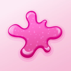 Colorful glitter slime blob vector illustration. Girly goo stain on pink background. Fun game for kids