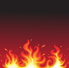 Hot fire on black background