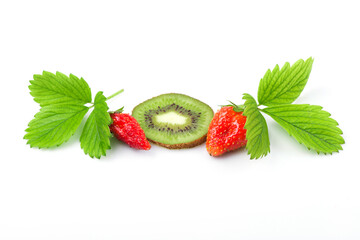 kiwi and strawberry close-up. kiwi on a white background