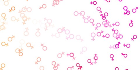 Light Pink vector background with woman symbols.