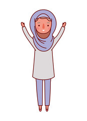 Muslim woman cartoon with traditional cloth vector design