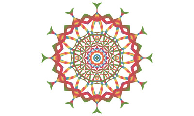 Colorful fractal mandala icon on white background