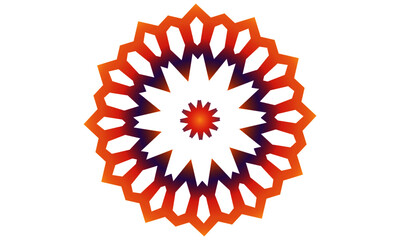 Colorful orange and violet mandala icon