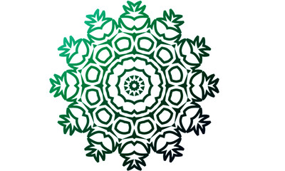Green simple mandala icon on white background