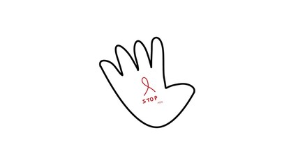 hands holding red ribbon AIDS, hiv awareness concept, world AIDS day. Stop AIDS. 