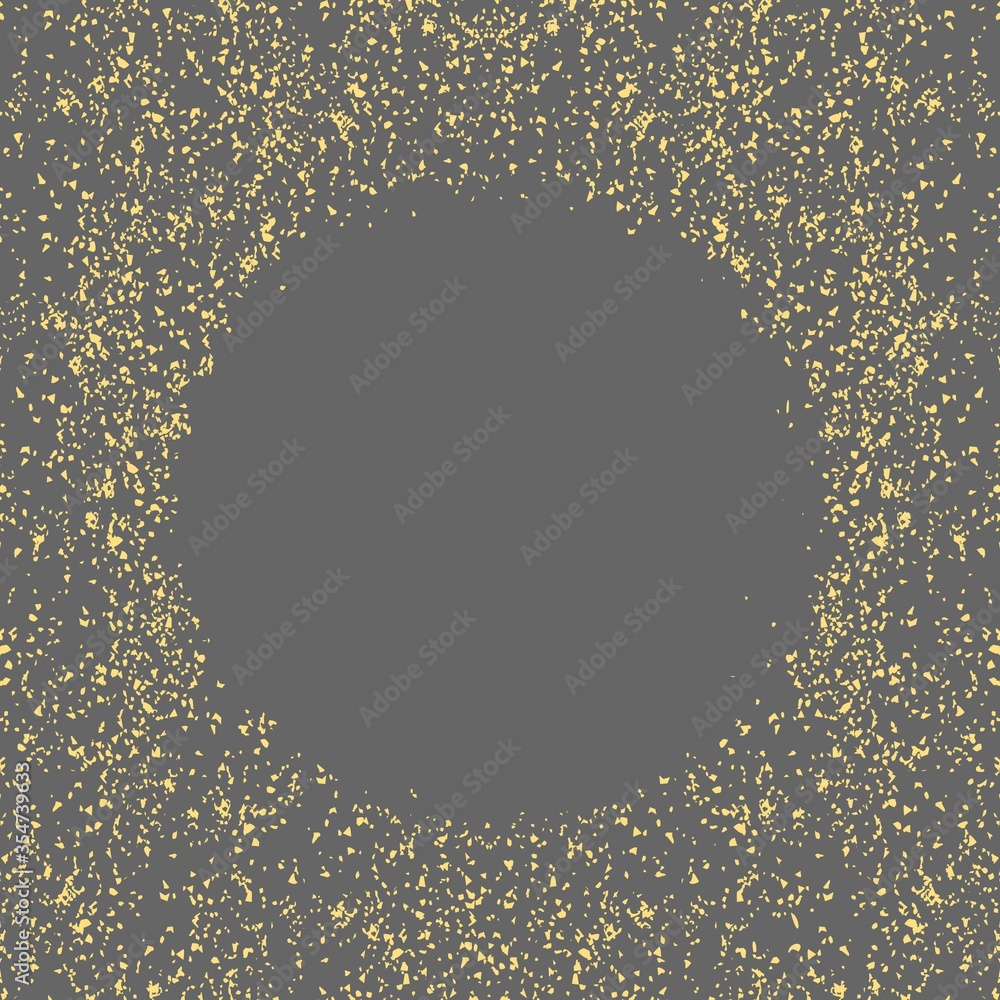 Poster golden splash or glittering spangles round frame with empty center for text. gold glittering circle 