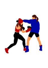 Fototapeta na wymiar vector illustration, the girls playing boxing. 