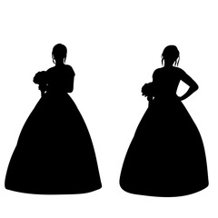 vector, on a white background, black silhouette of a bride