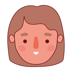 Head woman cartoon with brown hair vector design