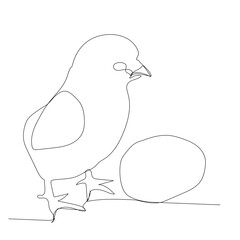 vector, white background, continuous line drawing of chickens