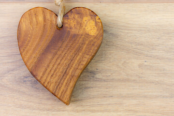top view close-up heart on wooden background