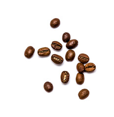 roasted coffee beans isolated on white background. with shadow