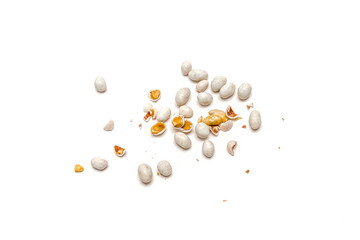 Candy peanuts in sugar glaze on a white background.