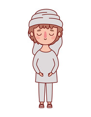 Muslim boy cartoon with traditional cloth vector design