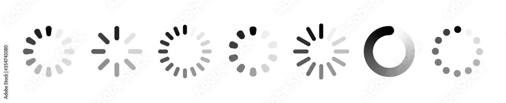 Poster loading icon set. buffer loader or preloader. donload or upload. collection of simple web download. 