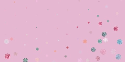 Light Green, Red vector backdrop with chaotic shapes.