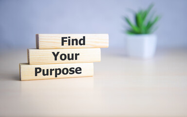 Find your purpose word on wooden blocks.