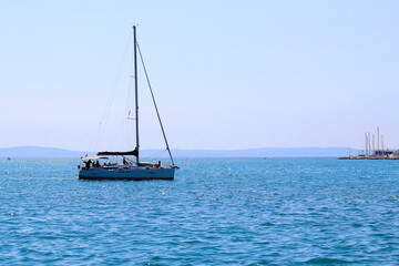 Sailing boat in Dalmatia region, Croatia during sunny summer day. 