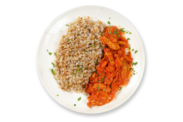 stew in tomato sauce with buckwheat
