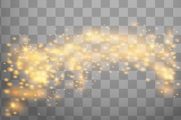 Glow isolated yellow light effect set, lens flare, explosion, glitter, line, sun flash and stars. Abstract special effect element design. Shine ray with lightning. Set of gold bright beautiful stars