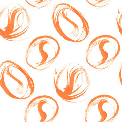 Seamless ornament pattern of thick orange paint in broad strokes coffee beans