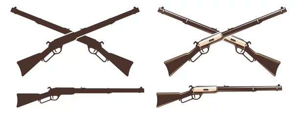Poster Winchester rifle retro icon. Wild west vintage weapon sign. Vector western illustration © Agor2012