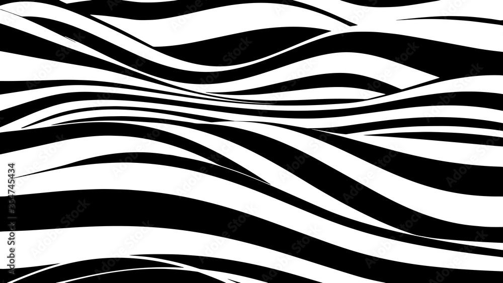 Aufkleber abstract wave of white and black curved lines. hallucination. optical illusion. twisted illustration