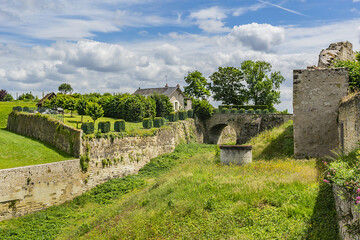Fototapeta na wymiar Amazing ornamental garden near Chateau d'Amboise (late 15th century). Amboise, Indre-et-Loire, Loire Valley, France.