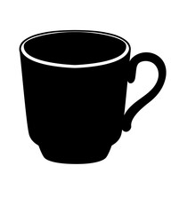 Small elegant coffee cup - vector black silhouette for logo, menu. Crockery, black cup silhouette pictogram or corporate identity.