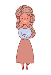 Avatar woman cartoon with brown hair vector design