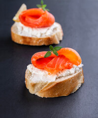 Two mini salmon sandwiches