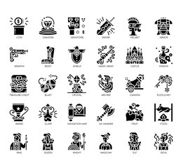 Set of game element thin line and pixel perfect icons for any web and app project.