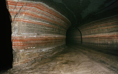 Multicolor tunnel in a salt mine.